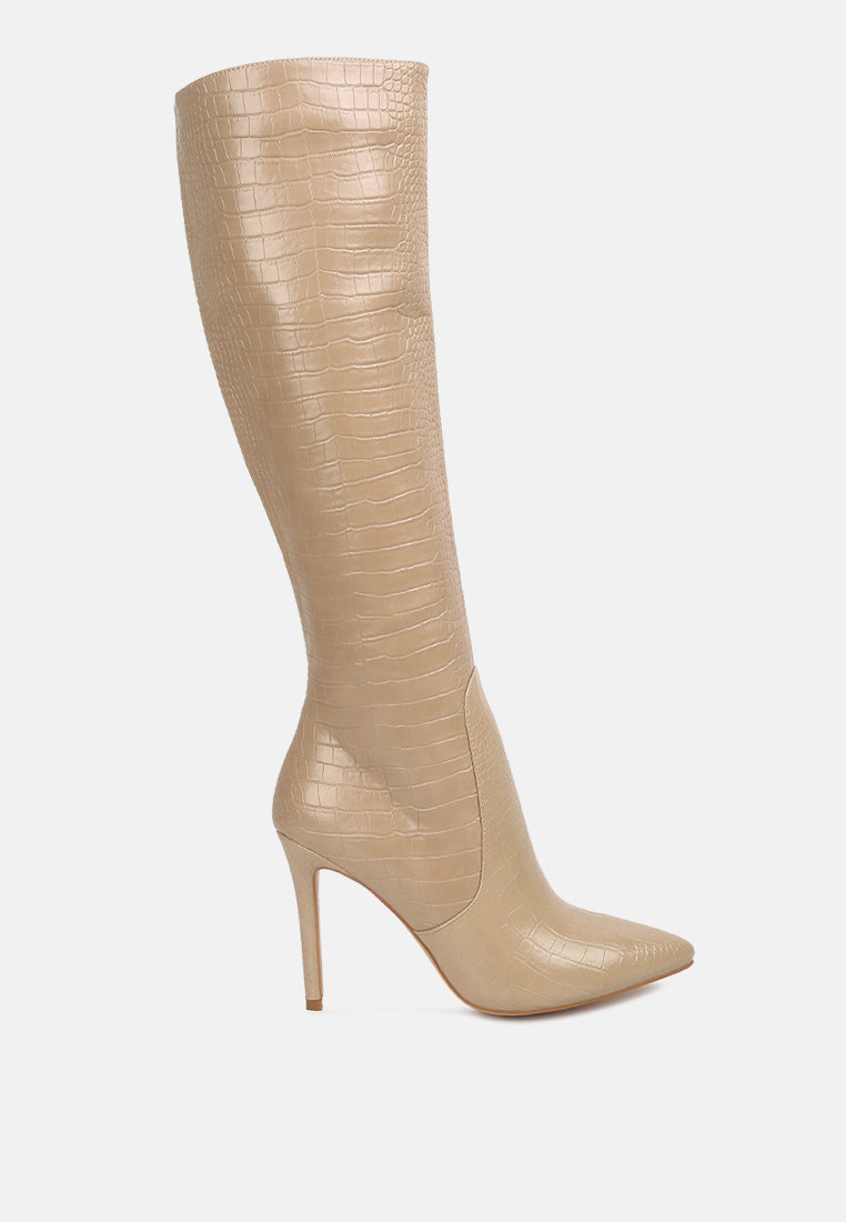 indulgent high heeled croc calf boots#color_nude