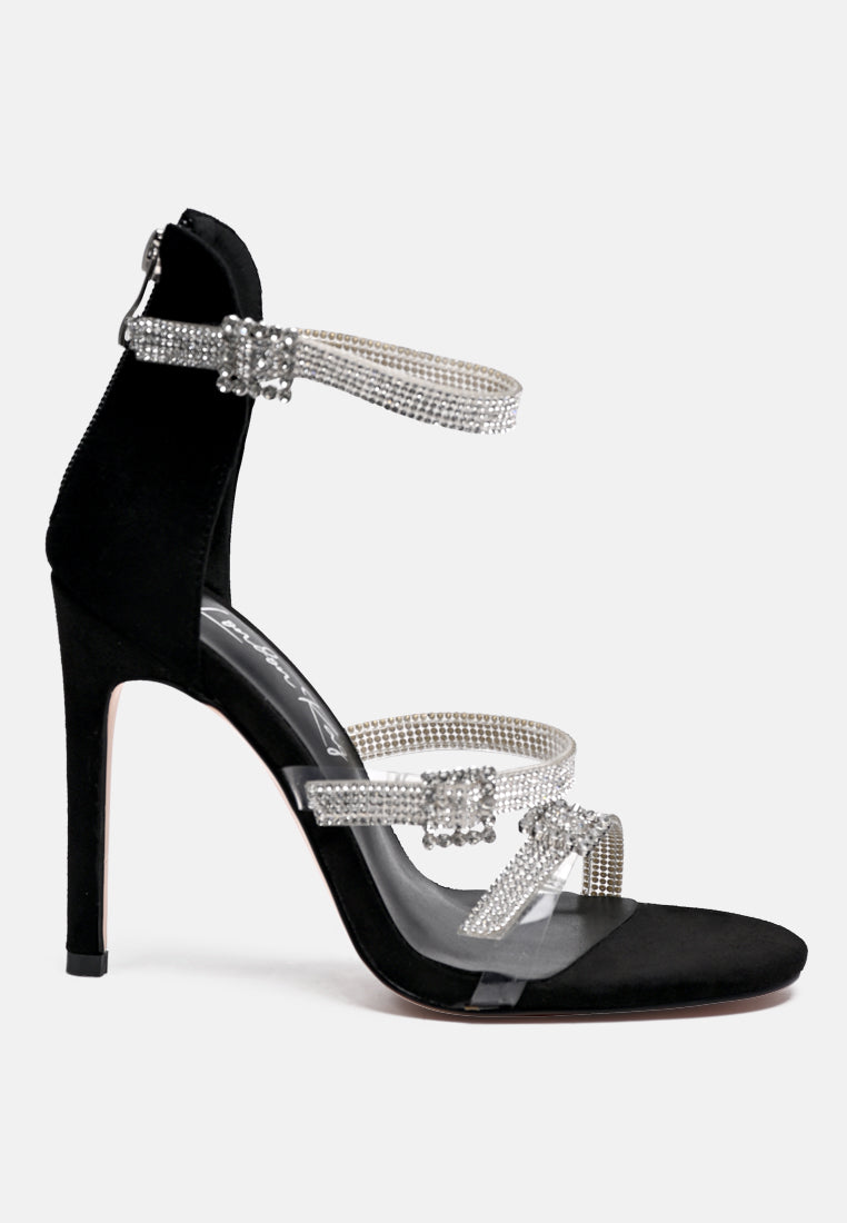 ines bling strap high heel sandals#color_black