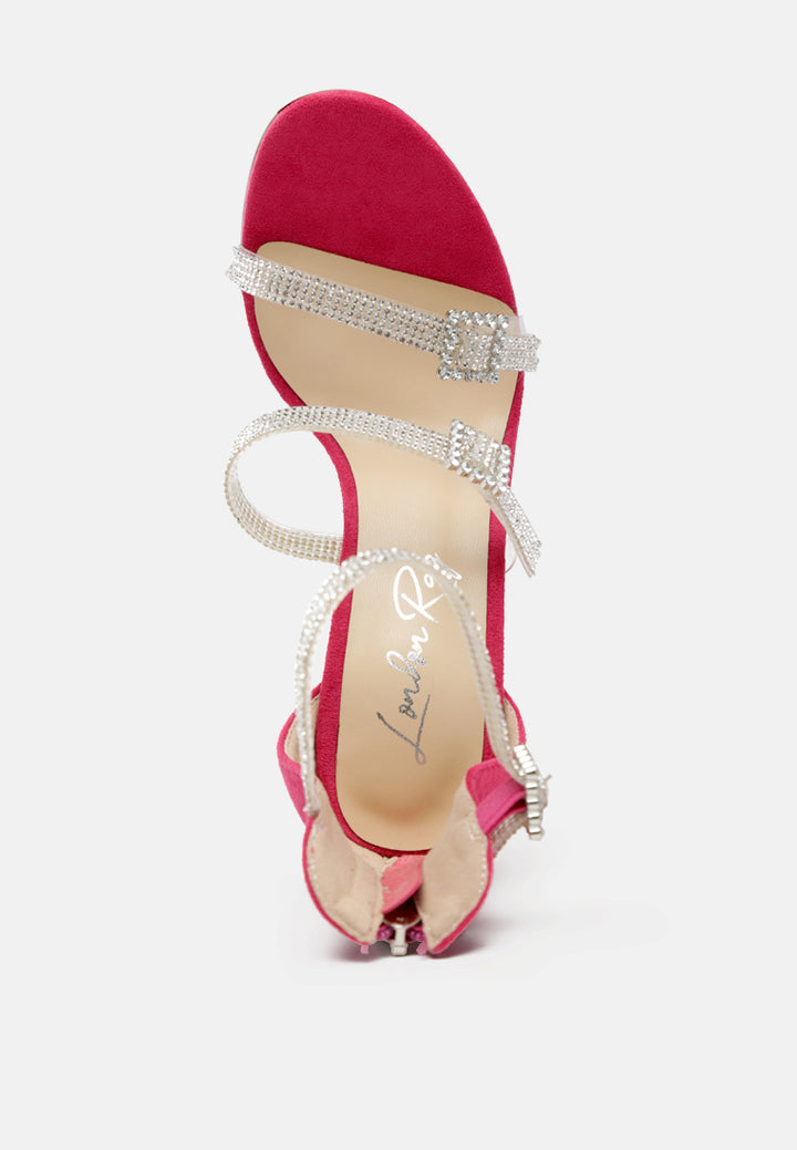 ines bling strap high heel sandals#color_red