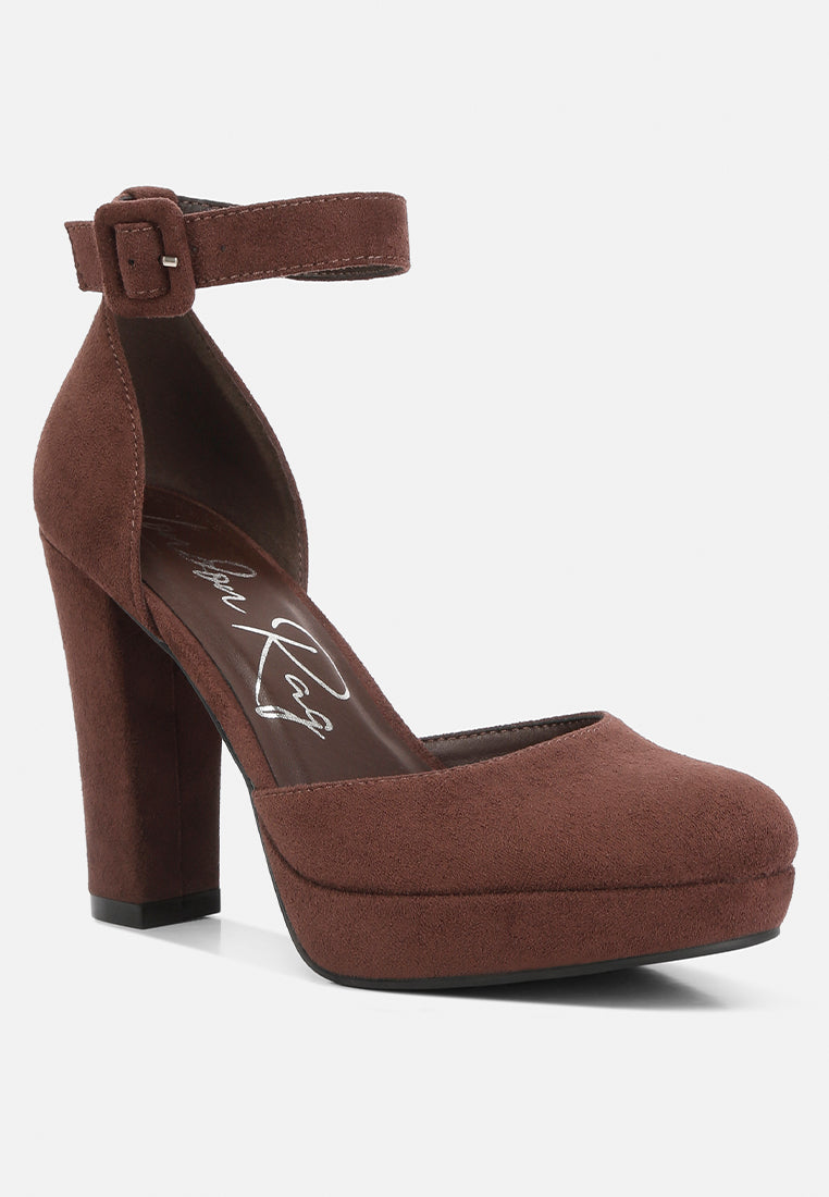 ankle strap platform heel sandals by ruw#color_brown