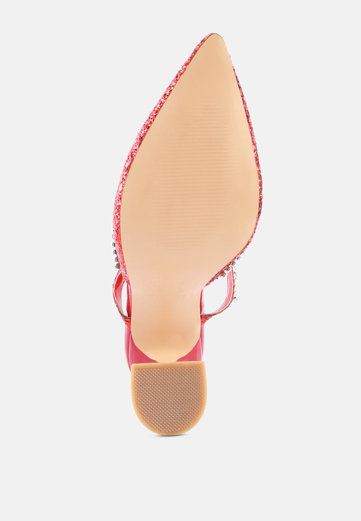 iris glitter spool heel sandals#color_red