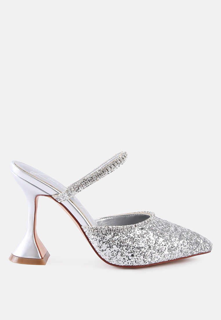 iris glitter spool heel sandals#color_silver