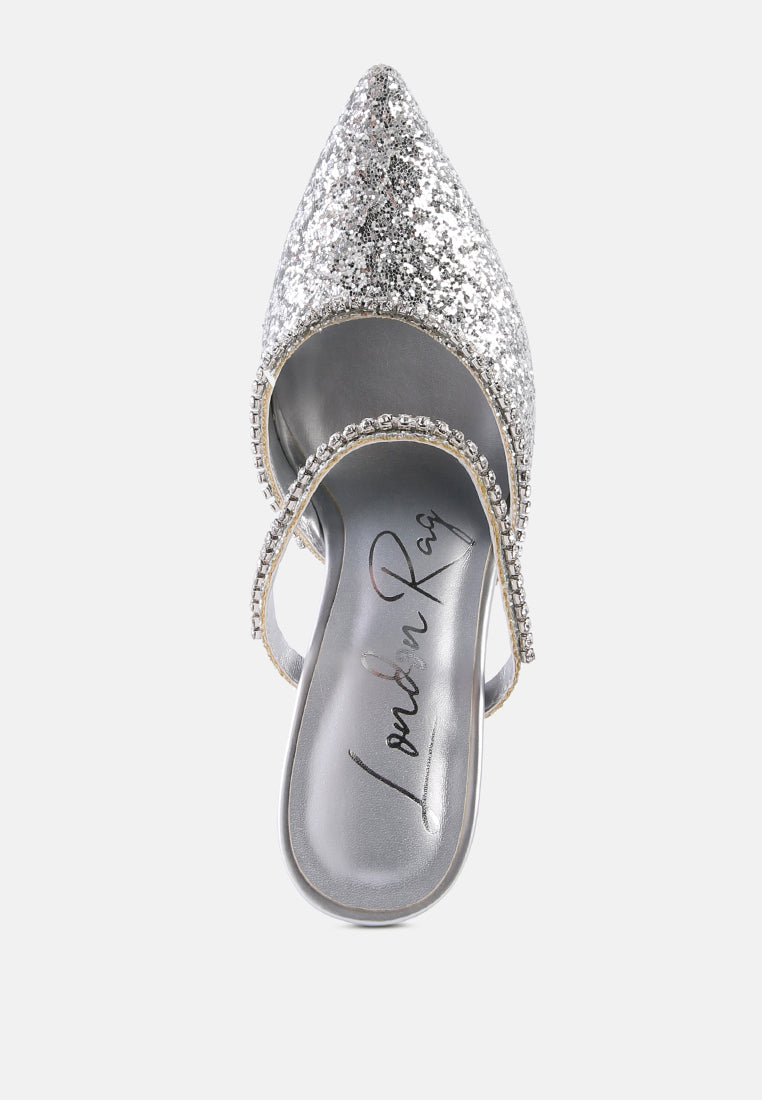 iris glitter spool heel sandals#color_silver