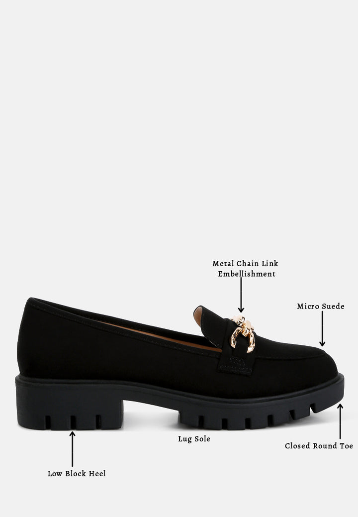 suede metal chain link loafers by ruw color_black