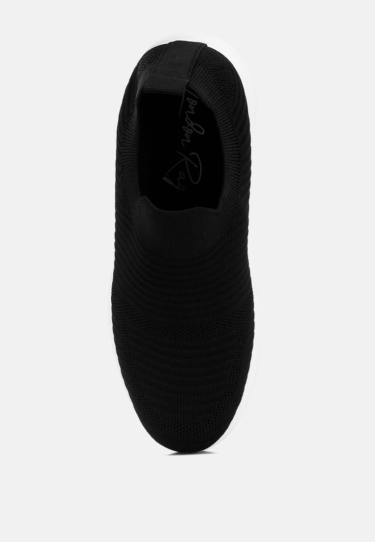 jafna knitted slip on sneakers#color_black