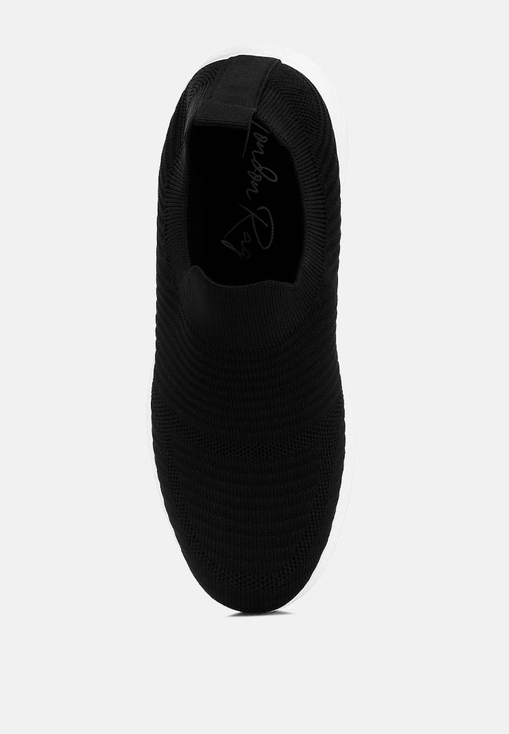 jafna knitted slip on sneakers#color_black