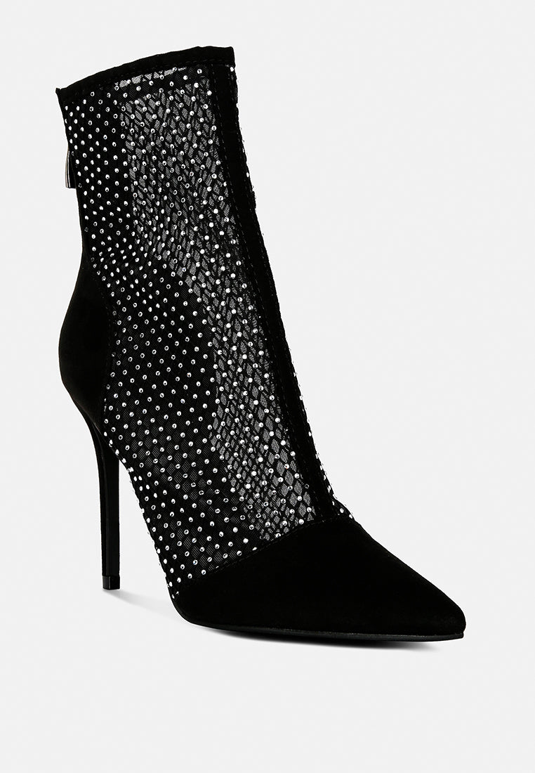 jazz rhinestone embellished mesh stiletto boots#color_black