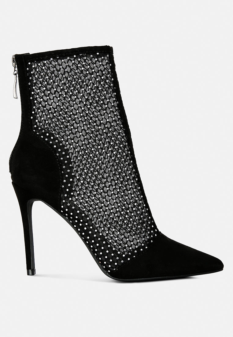 jazz rhinestone embellished mesh stiletto boots#color_black