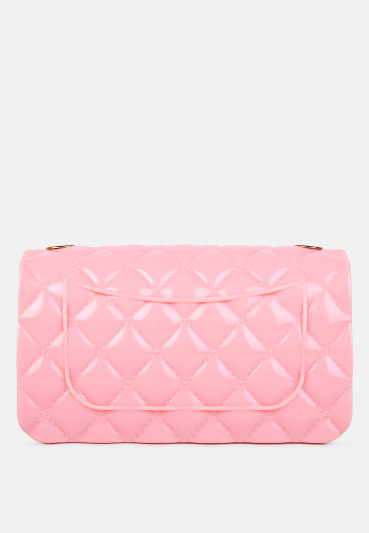 jelly quilted rectangular sling bag#color_pink