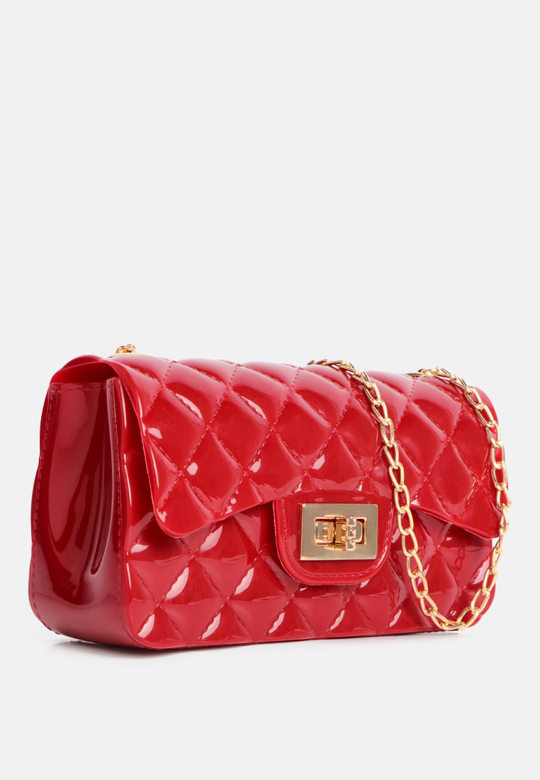 jelly quilted rectangular sling bag#color_red