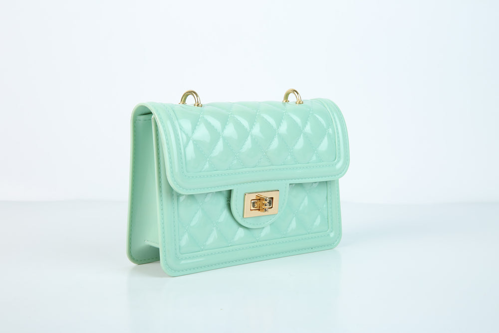 jelly quilted sling bag#color_mint