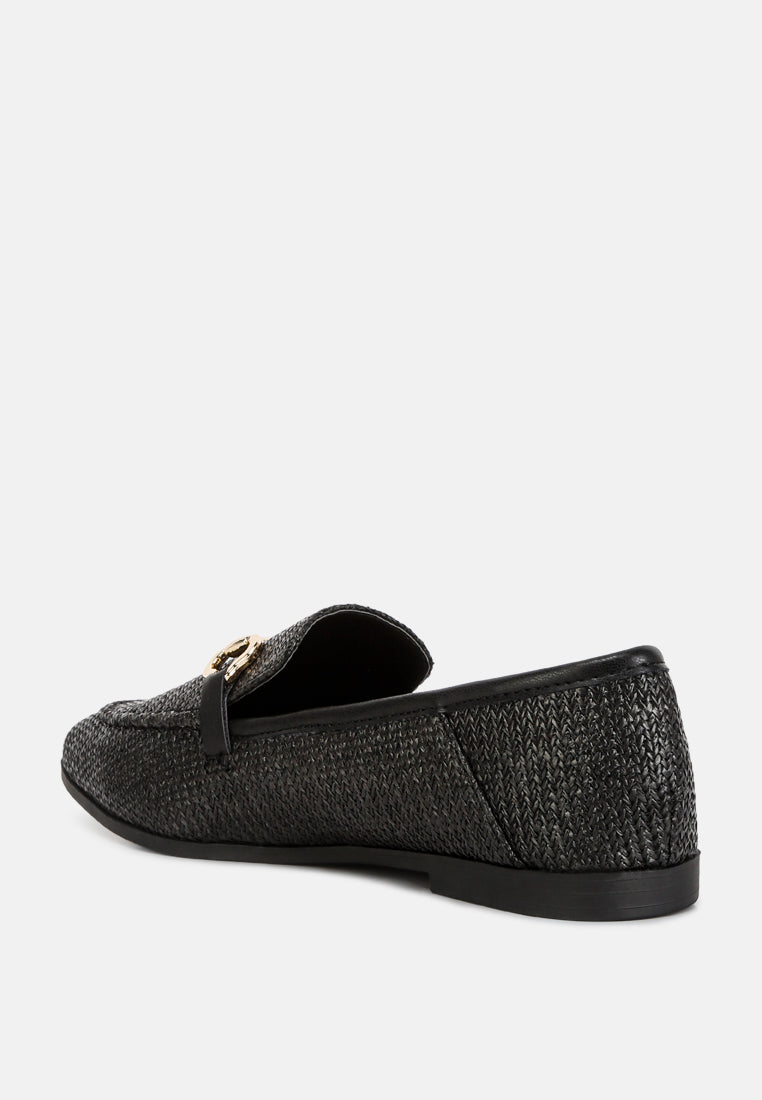 jiro horsebit detail flat loafers#color_black