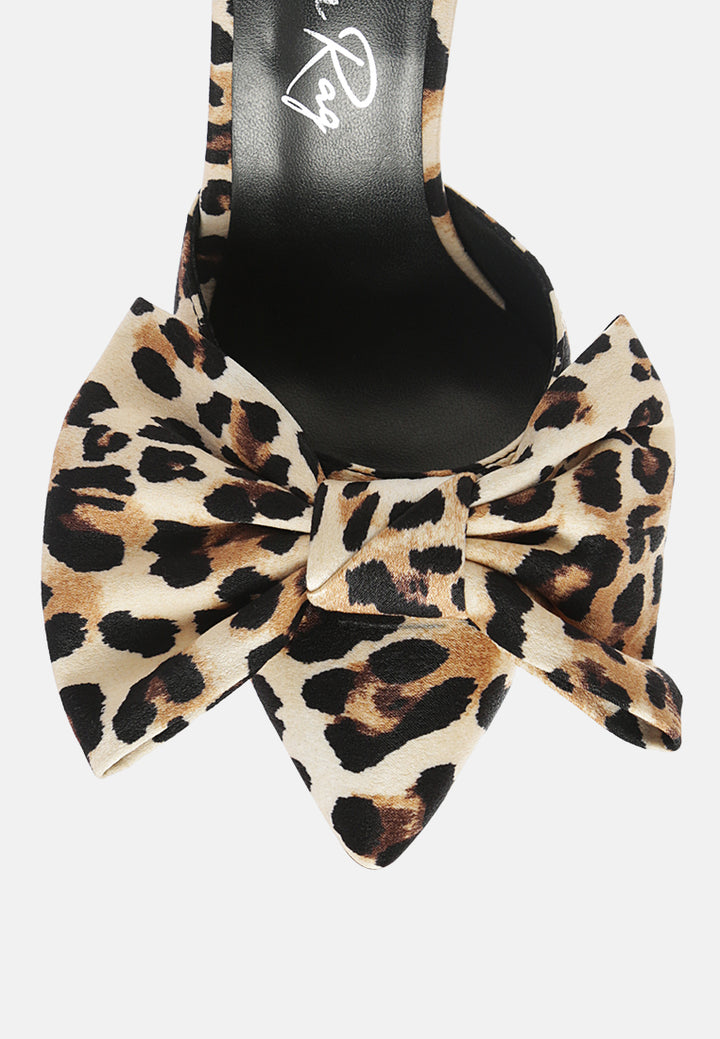 joelle high heel bow tie leopard print mules#color_leopard