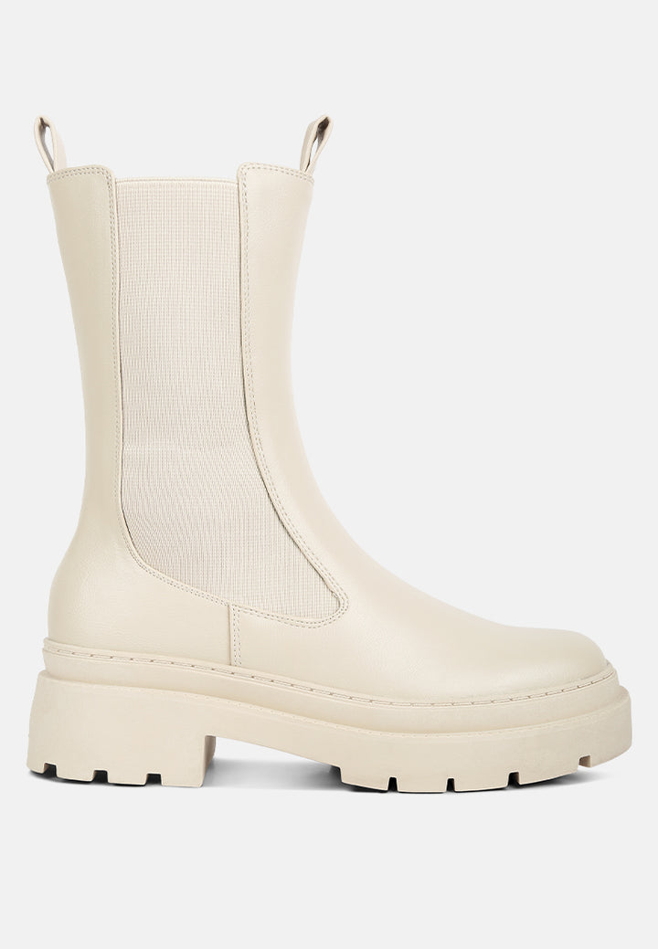 jolt elasticated gussets lug sole boots by ruw#color_off-white