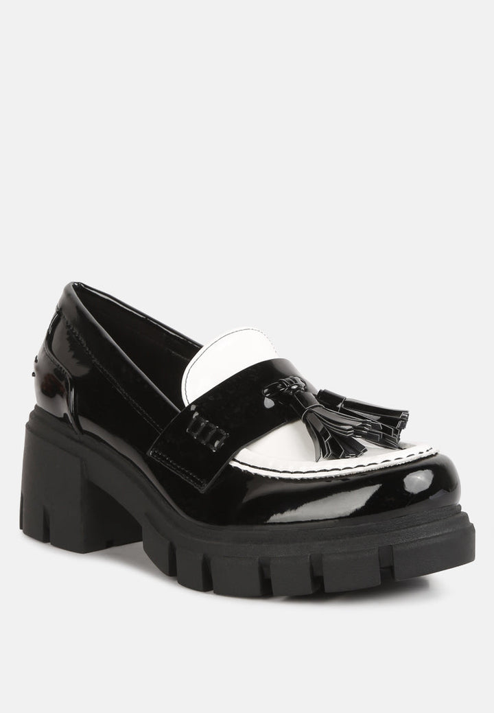 jonah tassels detail chunky loafers by rag#color_black-white