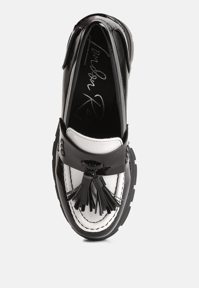 jonah tassels detail chunky loafers by rag#color_black-white