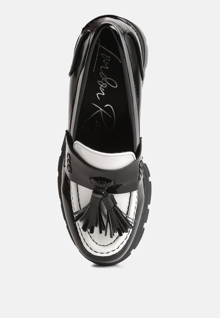 jonah tassels detail chunky loafers by rag#color_black-white