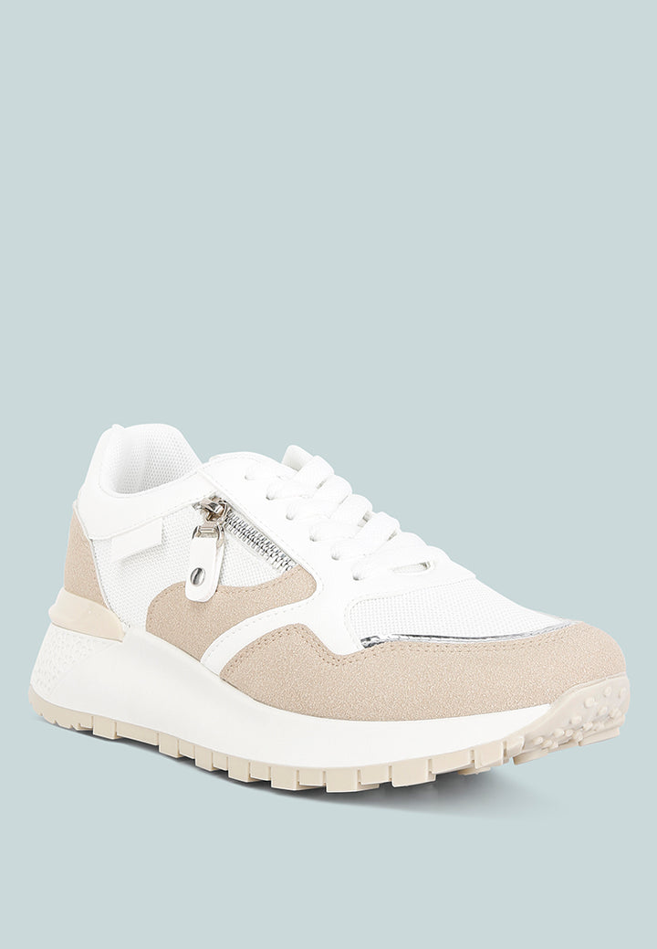 juliette chain detailing lace up sneakers#color_white