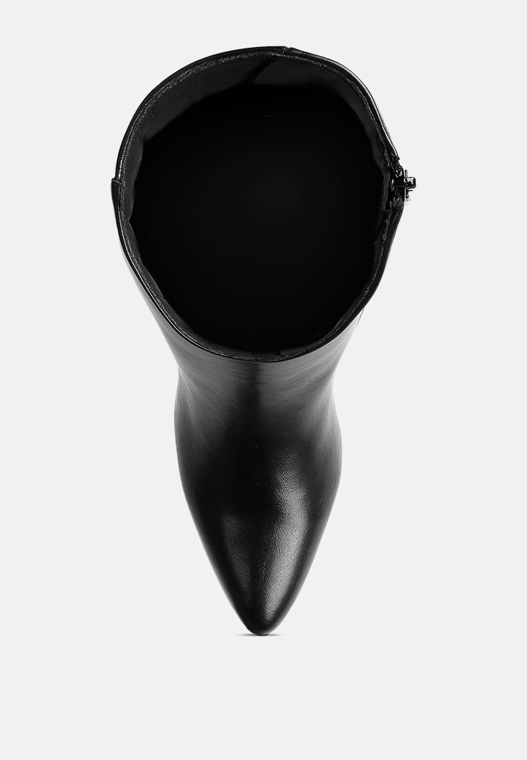 metallic accent heel high ankle boots by mode#color_black