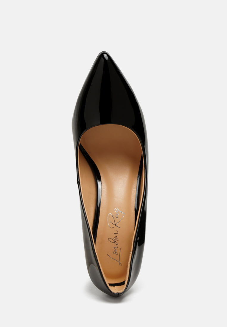 kamira block heeled formal faux leather pumps#color_black