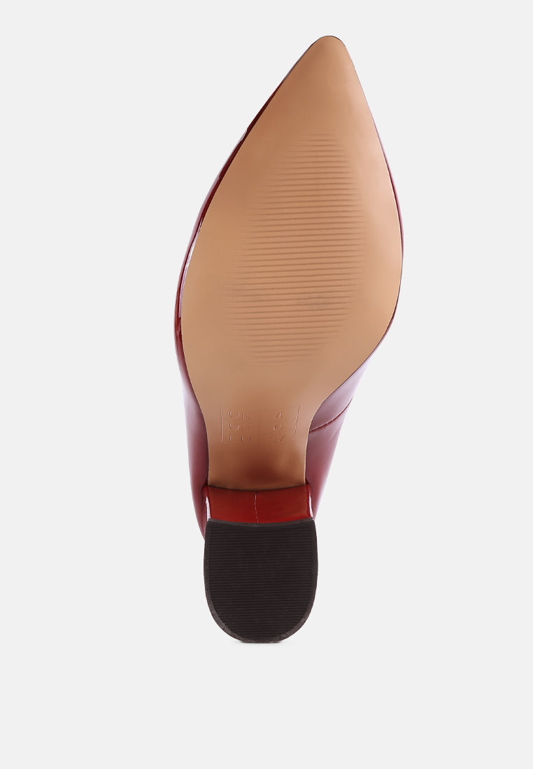 kamira block heeled formal faux leather pumps#color_burgundy