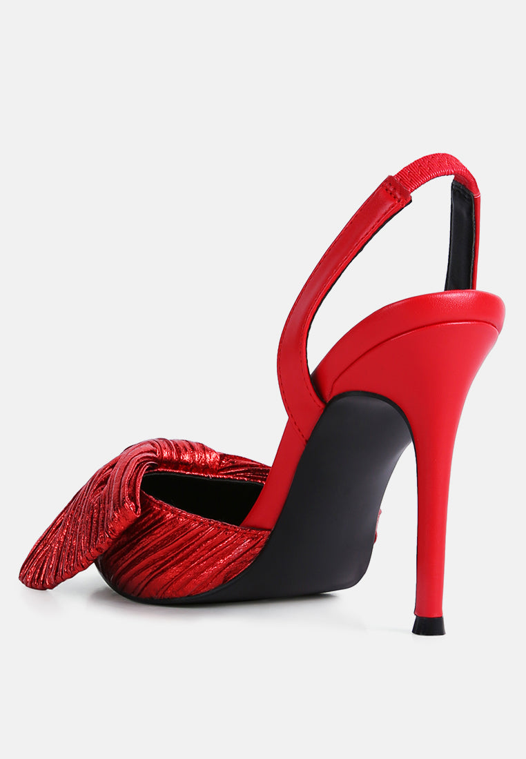 kiki high heeled bow slingback sandals#color_red