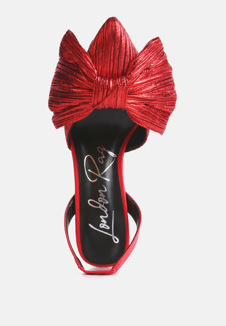 kiki high heeled bow slingback sandals#color_red