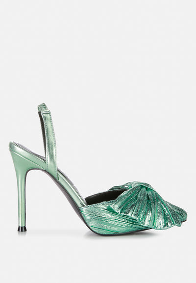 kiki high heeled bow slingback sandals#color_jade-green