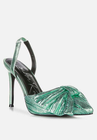 kiki high heeled bow slingback sandals#color_jade-green