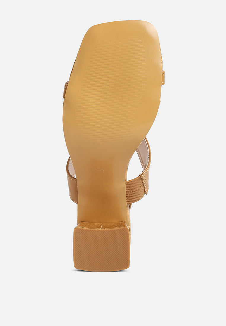 kirk elasticated gussets block heel sandals#color_tan