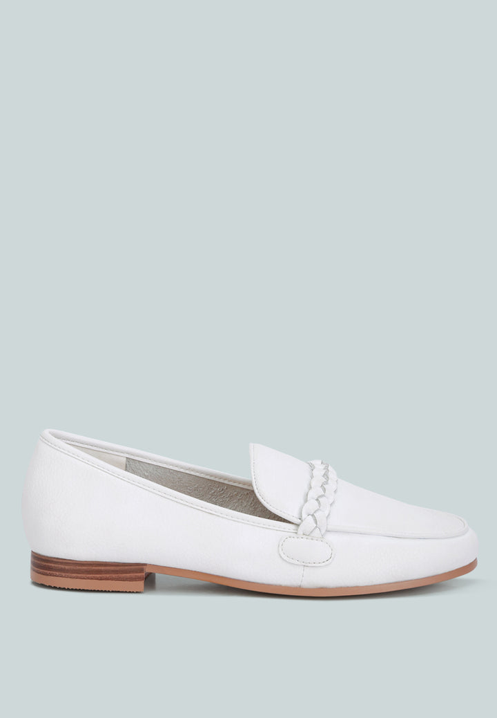 kita braided strap detail loafers#color_white