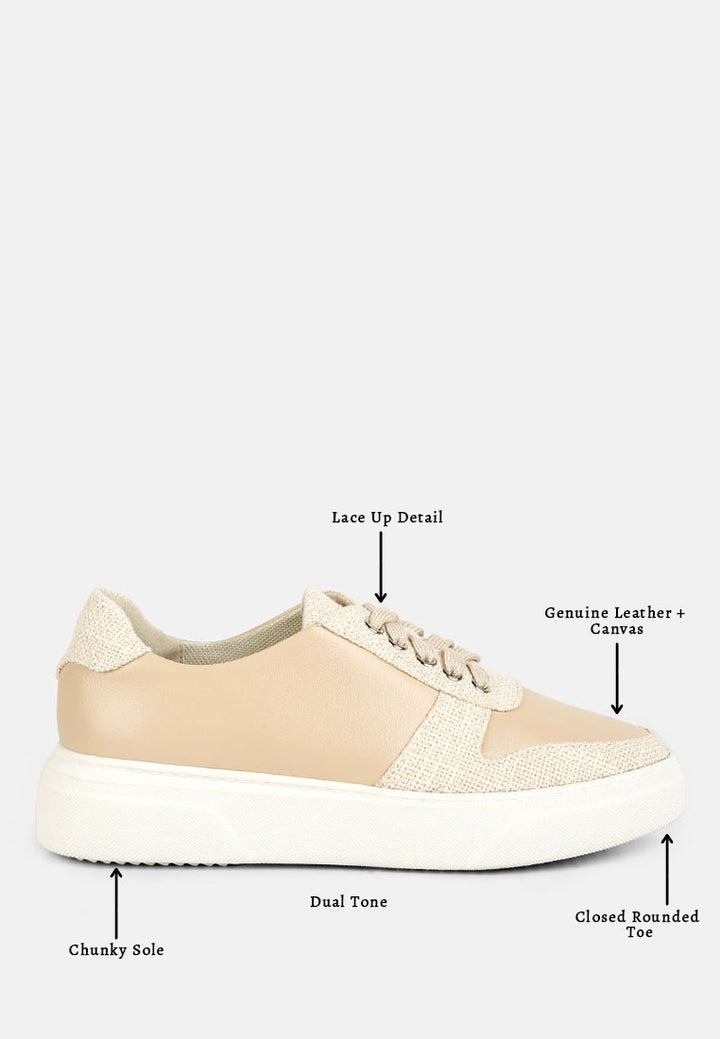 Zapatillas Kjaer de piel en dos tonos