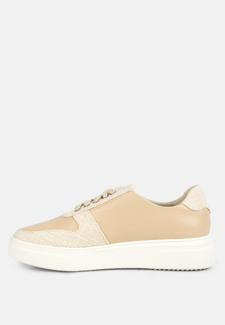 Zapatillas kjaer de piel bicolor#color_beige