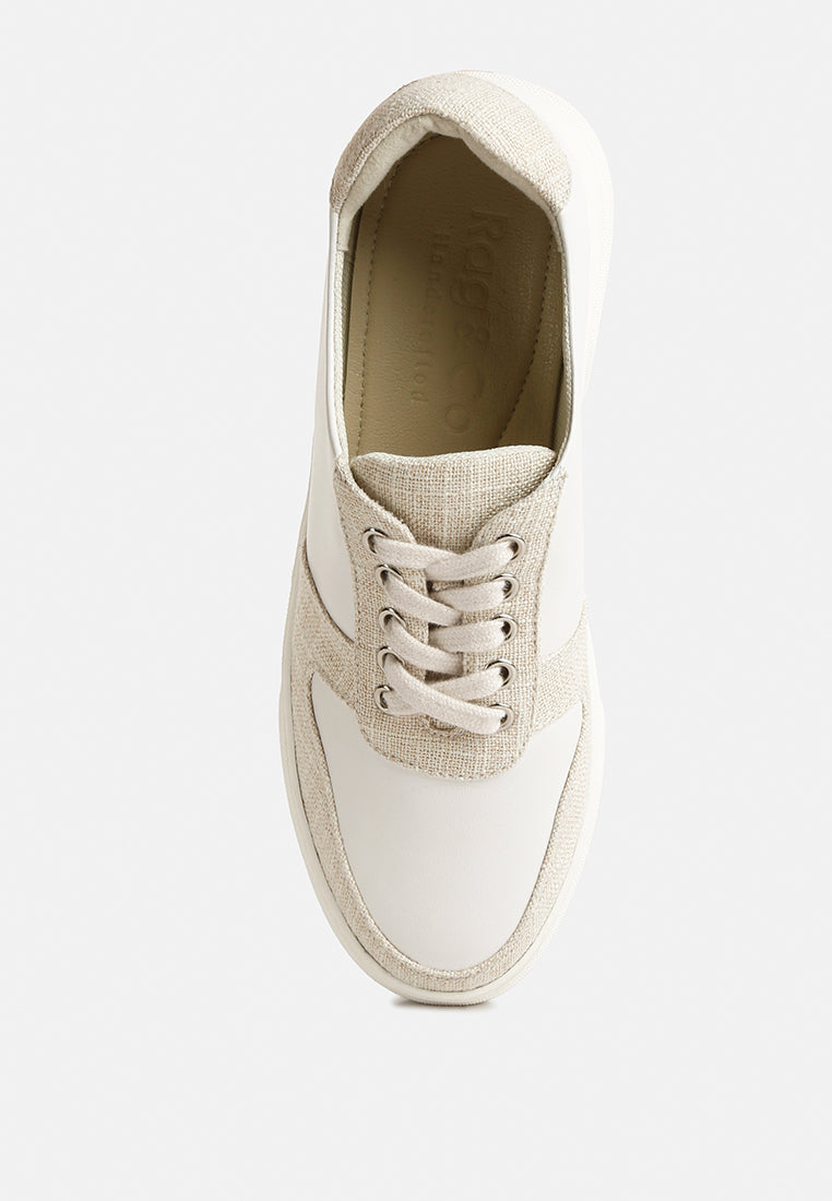 kjaer dual tone leather sneakers#color_off-white