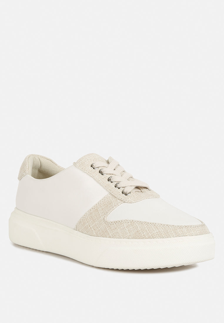 kjaer dual tone leather sneakers#color_off-white