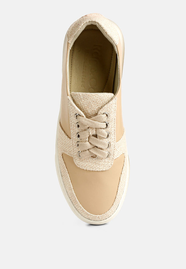 kjaer dual tone leather sneakers#color_beige