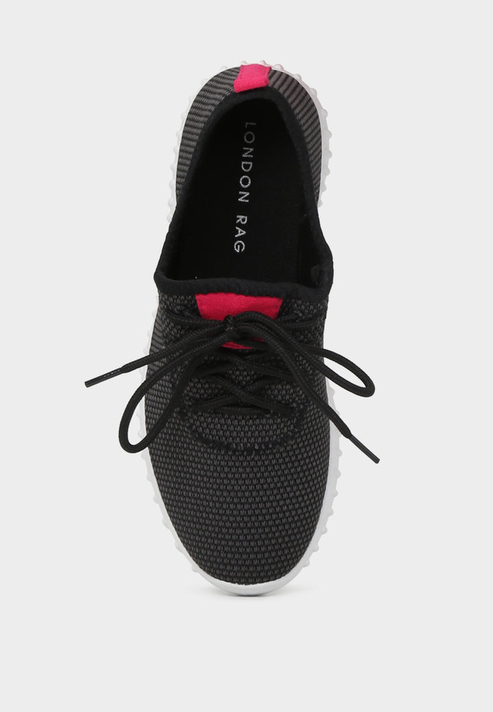 knitted black walking sneakers#color_black
