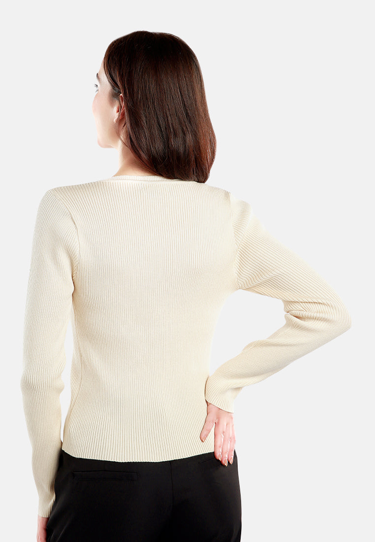 knitted pattern sweater top#color_cream