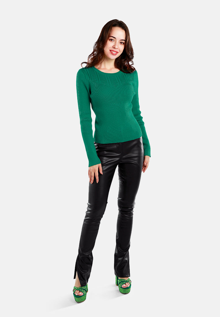 knitted pattern sweater top#color_green