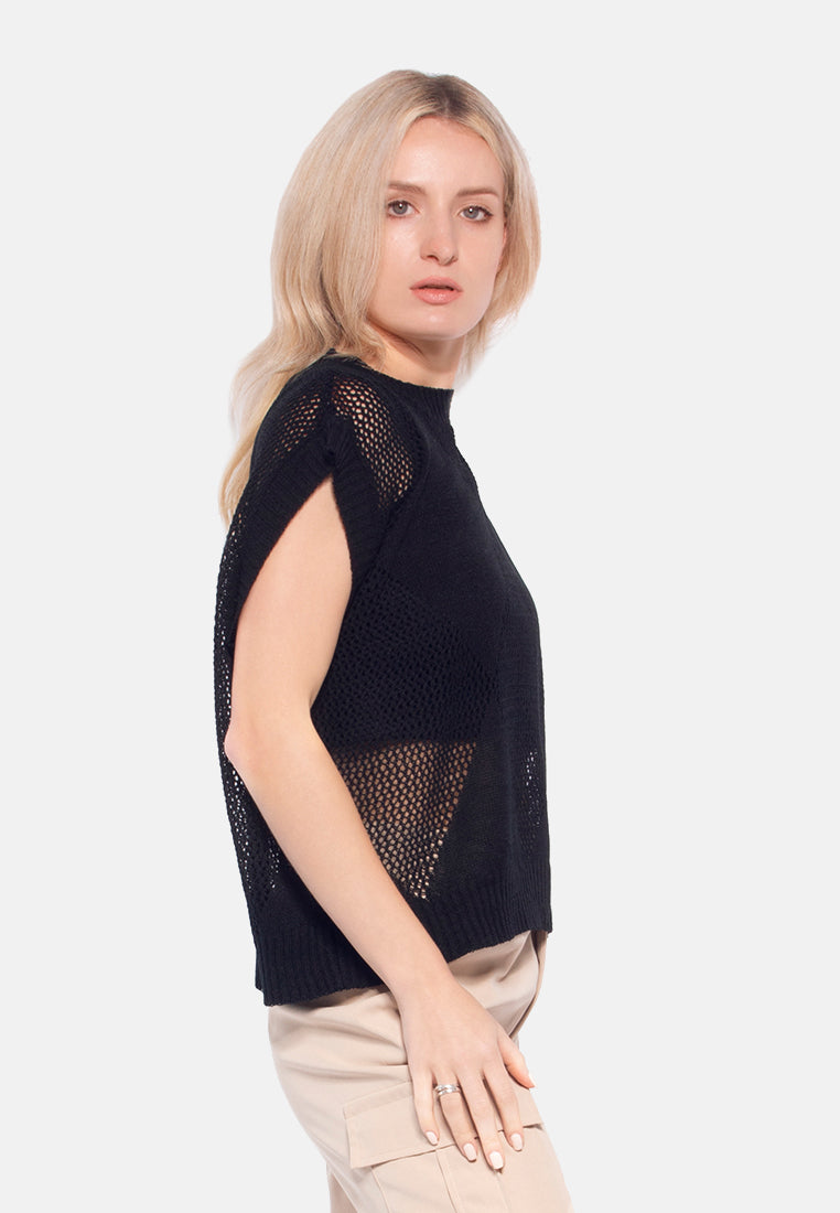 knitted sleeveless top#color_black