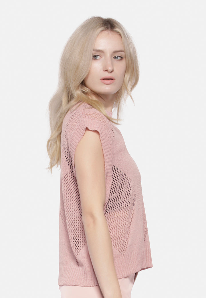 knitted sleeveless top#color_pink
