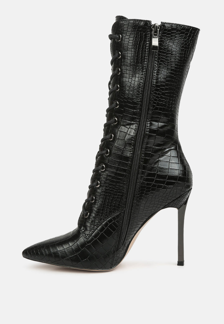 croc textured over the ankle boots by ruw#color_black