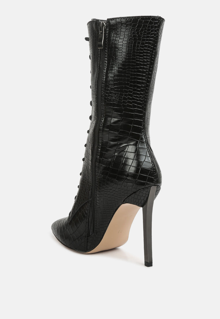 croc textured over the ankle boots by ruw#color_black