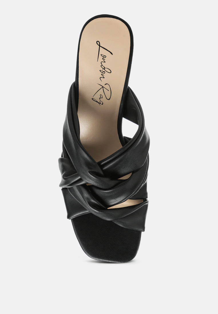 knope interwoven straps mid heeled sandals#color_black