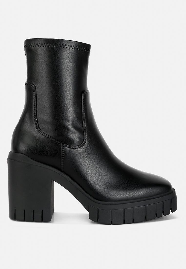 london rag women's faux leather platform heeled ankle boot by motes#color_black