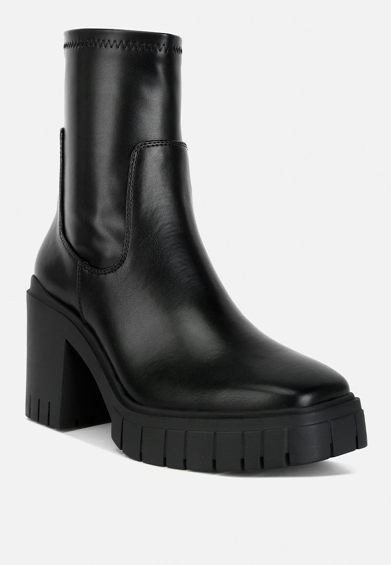 london rag women's faux leather platform heeled ankle boot by motes#color_black