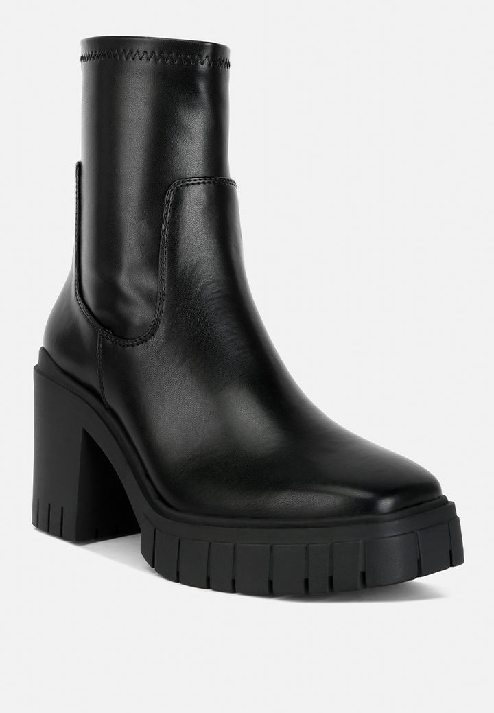 london rag women's faux leather platform heeled ankle boot by motes#color_black