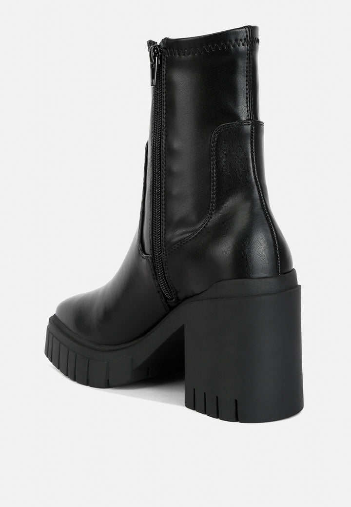 london rag women's faux leather platform heeled ankle boot by motes#color_black