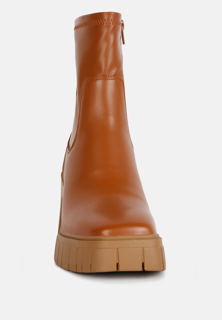 kokum faux leather platform ankle boots by ft#color_tan