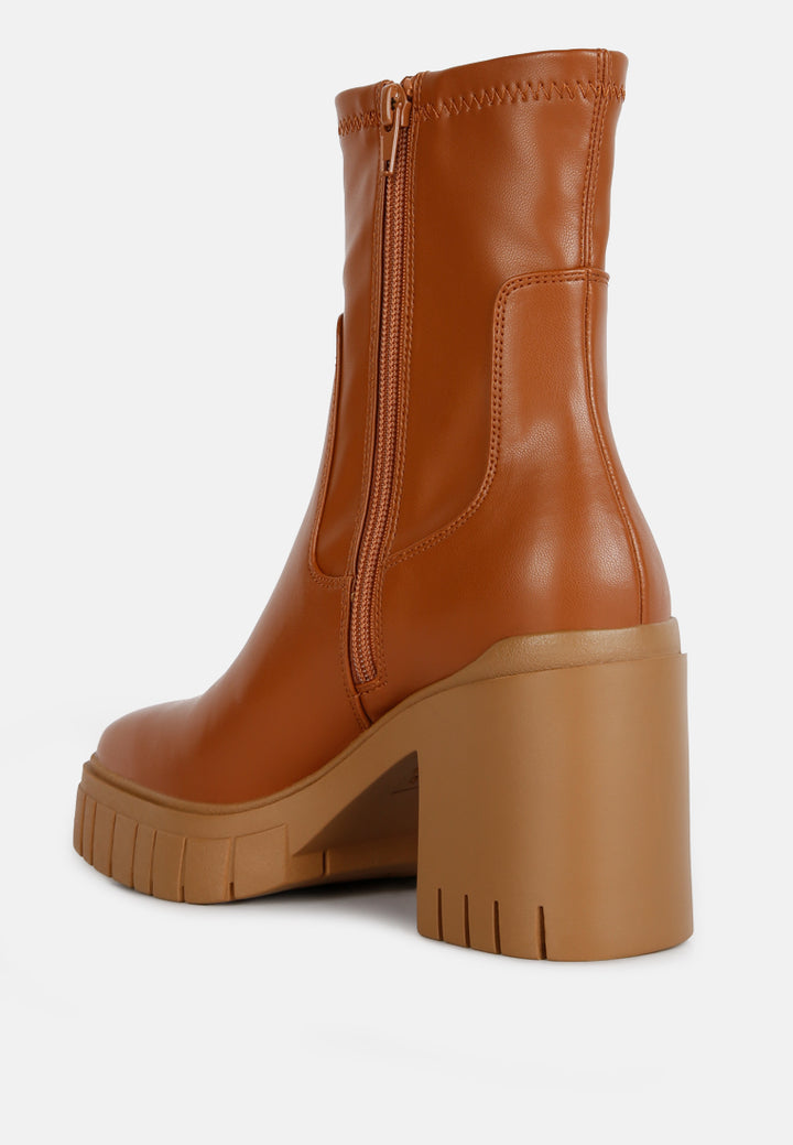 london rag women's faux leather platform heeled ankle boot by motes#color_tan
